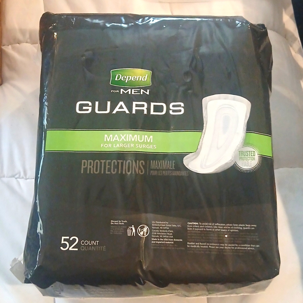NWT Depend Incontinence Guards for Men Maximum For Large Surges Protection 52 Ct